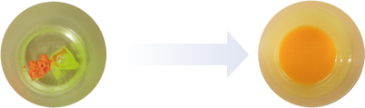 Before mixing (left) and after mixing (right) of LED sealing material