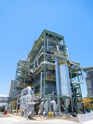 Fluidized-bed boiler at the Tokushima Biomass Power Plant