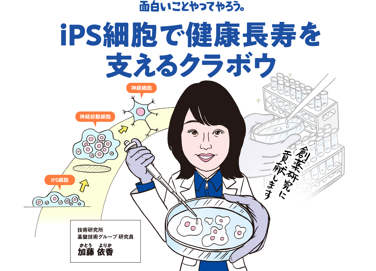 面白いことやってやろう。iPS細胞で健康長寿を支えるクラボウ。技術研究所 基盤技術グループ 研究員 加藤依香