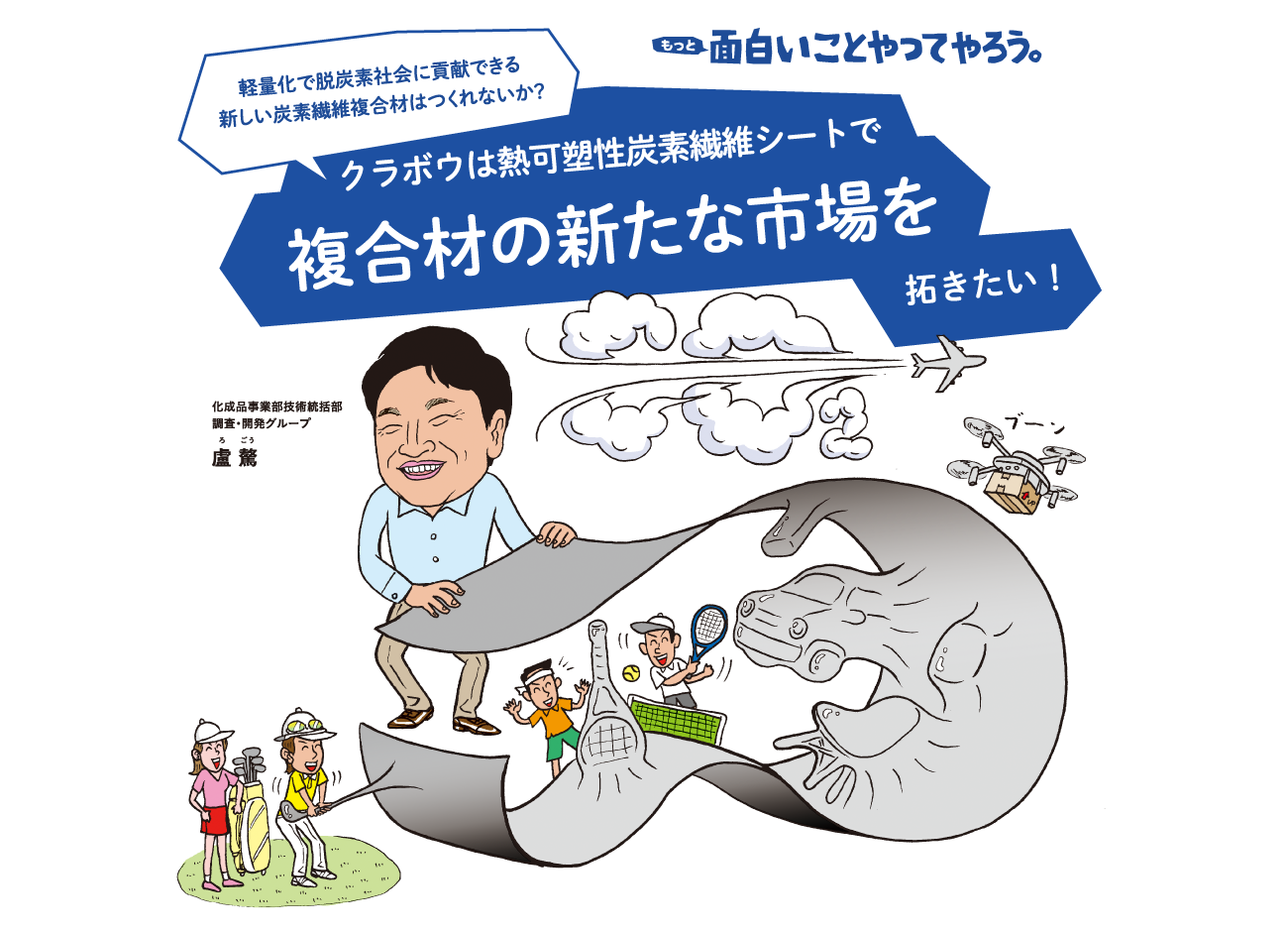 面白いことやってやろう。クラボウは熱可塑性炭素繊維シートで複合材の新たな市場を拓きたい。化学品事業部技術統括部 調査・開発グループ 盧驁